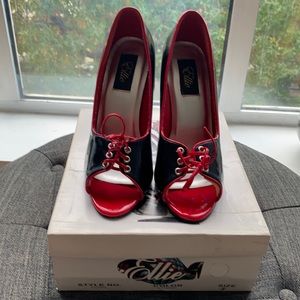 Sexy red and black vinyl 5” heels HOT